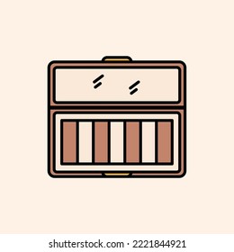 icon outline flat colorful makeup powder, compact powder, saloon, beauty powder, cosmetic powder. editable color stroke. outline flat icon style