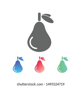 Icon of a outline ripe pear with a leaf. Fruit. illustration. Design for a label, poster, banner.