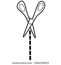 Icon outline scissors paper cutting. design vector illustration.