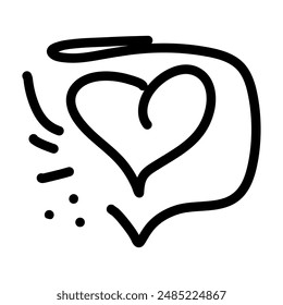 Icon Outline Speech Bubble Heart, symbolizing communication and love. The icon is surrounded by various decorative elements, enhancing its visual appeal