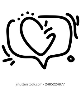 Icon Outline Speech Bubble Heart, symbolizing communication and love. The icon is surrounded by various decorative elements, enhancing its visual appeal