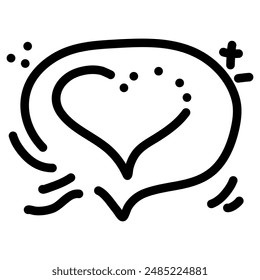 Icon Outline Speech Bubble Heart, symbolizing communication and love. The icon is surrounded by various decorative elements, enhancing its visual appeal