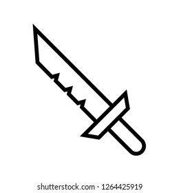 Icon Outline Sword isolated on white background. Weapon Icon. Vector illustration for your design, game, card, web.