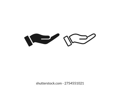 icon and outline of an upturned palm