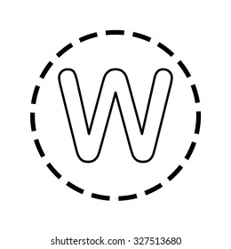 An Icon Outline within a dotted circle - W