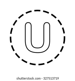 An Icon Outline within a dotted circle - U