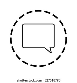 An Icon Outline within a dotted circle - Speech Bubble Square