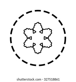 An Icon Outline within a dotted circle - Snowflake
