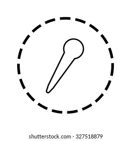 An Icon Outline within a dotted circle - Pointed Microphone