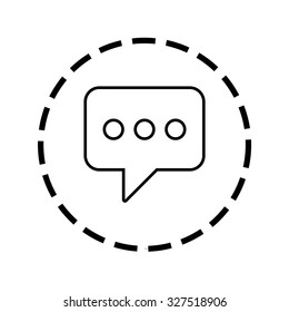 An Icon Outline within a dotted circle - Speech Bubble Square