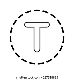 An Icon Outline within a dotted circle - T