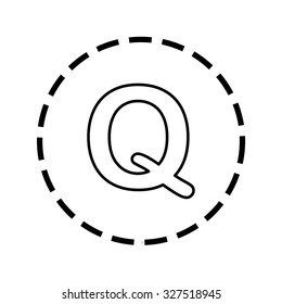 An Icon Outline within a dotted circle - Q