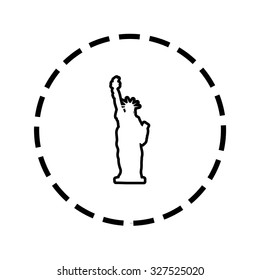 An Icon Outline within a dotted circle - Statue Of Liberty