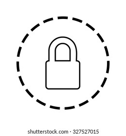 An Icon Outline within a dotted circle - Padlock
