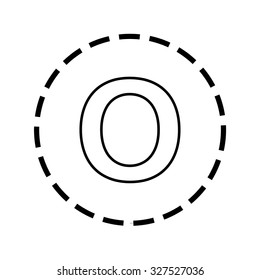 An Icon Outline within a dotted circle - O