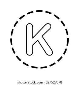 An Icon Outline within a dotted circle - K