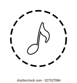 An Icon Outline within a dotted circle - Musical Note
