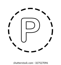 An Icon Outline within a dotted circle - P