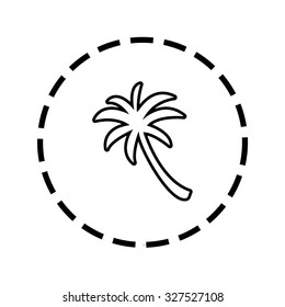 An Icon Outline within a dotted circle - Palm Tree