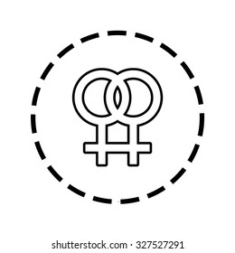 An Icon Outline within a dotted circle - Lesbian