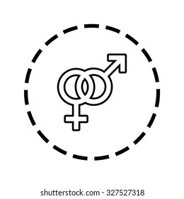 An Icon Outline within a dotted circle - Hetrosexual