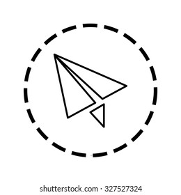 An Icon Outline within a dotted circle - Paper Aireplane