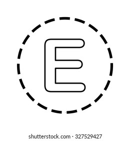 An Icon Outline within a dotted circle - E