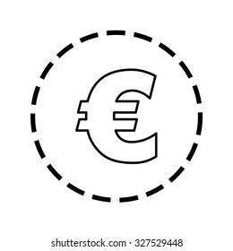 An Icon Outline within a dotted circle - Euro Sign