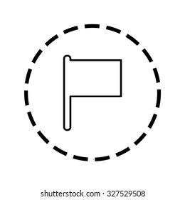 An Icon Outline within a dotted circle - Flag