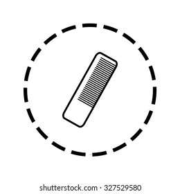 An Icon Outline within a dotted circle - Hairbrush