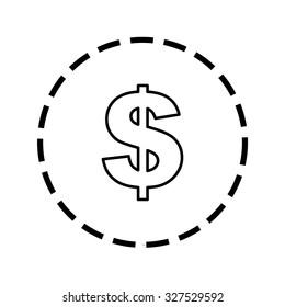 An Icon Outline within a dotted circle - Dollar