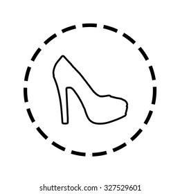 An Icon Outline within a dotted circle - High Heel