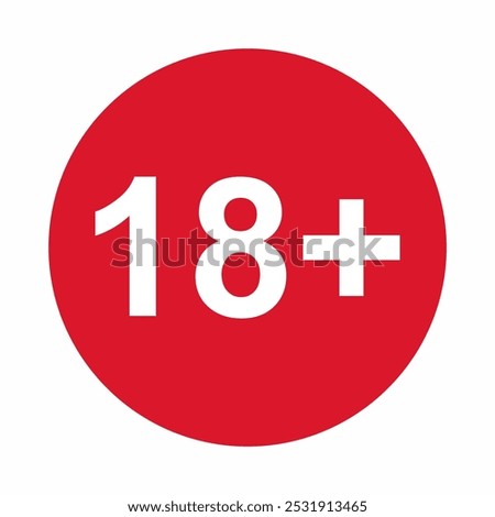 icon over 18 years old red circle white background, 18, 18 years old, older, white background