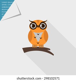 Icon of owl sitting on tree branch