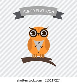 Icon of owl sitting on tree branch