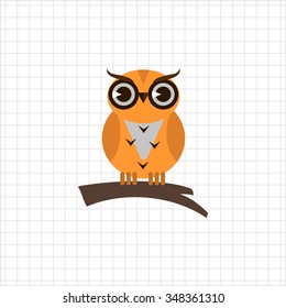Icon of owl sitting on tree branch