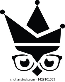 Icon an owl wearing eyeglasses   joker hat