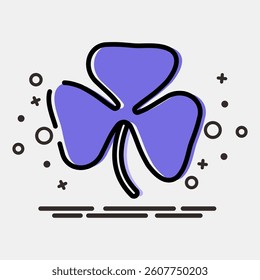 Icon oxalis. Plant leaves elements. Icon in MBE style.