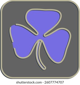 Icon oxalis. Plant leaves elements. Icon in embossed style.