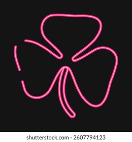 Icon oxalis. Plant leaves elements. Icon in neon style.