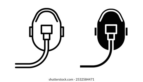 Icon of an oxygen mask, symbolizing healthcare, emergency, or safety.