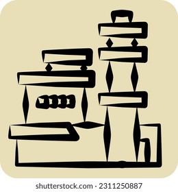 Icon Pacific Harbor Aviation Museum. related to Hawaii symbol. hand drawn style. simple design editable. vector