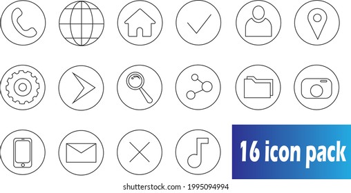 Icon Pack mit 16 Symbolen für Web- und App-Symbole
