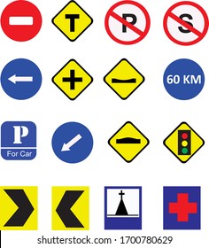 icon pack, 16 traffic signs