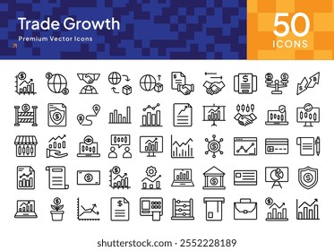 Icon Pack for Business and Trade Growth, Market Expansion, and Global Commerce