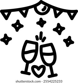 icon pack containing weddings and happy days, consisting of wedding equipment and accessories