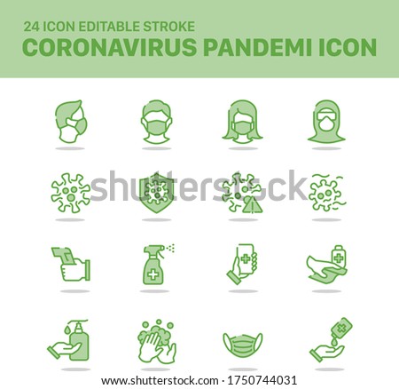 Icon Pack corona virus set for infographic or website. Icon Covid-19. transmission and precauion outline icons. Virus pandemic vector illustrations