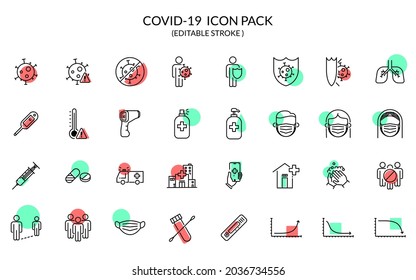 Icon pack for Covid 19 Infograph