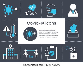 Icon Pack Covid-19 On Minimalist Flat Design