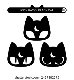 Icon pack cute black cat, can use for icon, illustration or anything else!